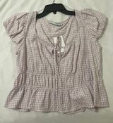 Sophie Rue Purple Gingham Tie Crop Top Photo 0