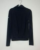 Alo Yoga Black Ribbed Mock Neck Neutral Long Sleeve Pullover Sweatshirt Medium Photo 0