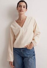 Madewell Waffle-Knit relaxed V-Neck Top. Size: L Photo 0
