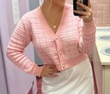 Cute Pink Cardigan with Pearl Buttons Photo 0