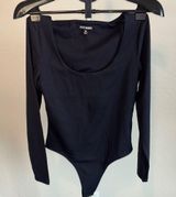 Steve Madden Black Asymmetrical Fitted Bodysuit Photo 0