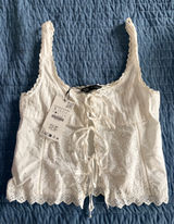 ZARA White Eyelet Lace Blouse Photo 0