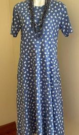 Lands'End Vintage Maxi Light Blue And White Small Sail Boats Dress SZ MP Photo 0