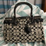 bag with leather trim and braiding. Great 12 1/2” L x 8 1/2” W x 8 1/2” D Photo 0
