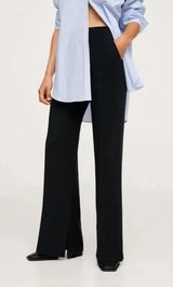 MNG Wide Leg Slit Hem Pants Black Size 1 Retail $80 Photo 0