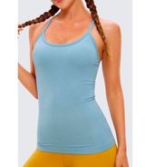 CRZ YOGA Tank Top Women Racerback Built in Bra size large nwt color pure blue Photo 0