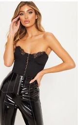 Pretty Little Thing Black Strapless Body Suit  Photo 0