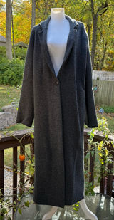 Zara Long Wool Blend Coat Gray Size L Large Lapel Collar Photo 0