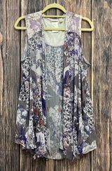 LOGO By Lori Goldstein LOGO Lori Goldstein Purple Floral Cardigan  Photo 0