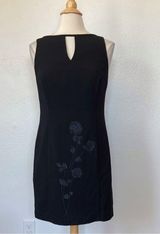Vintage 90’s Black Floral Embellished Sleeveless Sheath Dress Photo 0