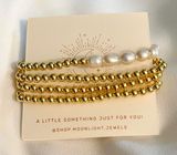 Boutique Set of Gold|Pearl Stackable Beaded Bracelet  Photo 0