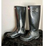 Hunter Original Tall Black Gloss Rain Boots, Womens Size 6 Photo 0