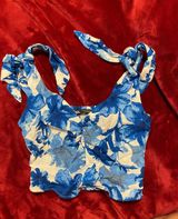 ZARA Blue Floral Crop Top  Photo 0