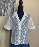 Embroidered Blouse White Size M Photo 0