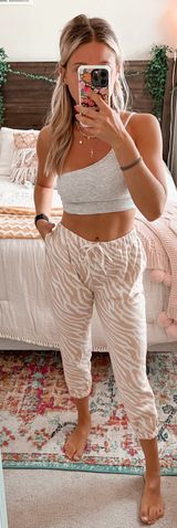 Jasmine & Ginger Zebra Print Tan Joggers  Photo 0