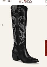 Black Leather Cowgirl Boots Size 6 Photo 0