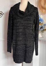 AB Studio Cowl Neck Marled Black Sweater Photo 0