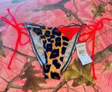 cheetah print orange star cut out bikini bottoms dead stock vintage y2k fox swim new with tags  Photo 0