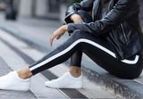 Faux Leather Tuxedo Side Stripe Leggings (XSP) Photo 0