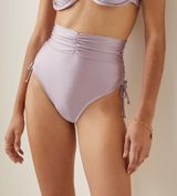 Andrea Iyamah Bikini Bottoms Menasa High-Rise Medium-Cut Shimmer Lilac S NWT Photo 0