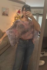 Pink And purple Tye Dye Sheer Top Photo 0