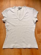 Express Tricot V-Neck White Top Photo 0