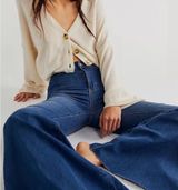 Free People Just Float On Flare High Rise Waist Jeans Jericho Blue Sz 28 Photo 0