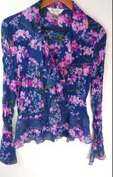 Allison Taylor L Y2K Fairy Purple Floral Stretch Femme Top Photo 0