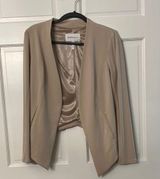 Cream Blazer Open Front Collarless Design Photo 0