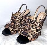 Antonio Melani Triple Bow Leopard Print Sling Back Heels Photo 0