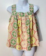 Anthropologie Multicolor Ikat Print Button-Down Sleeveless Top With Wide Straps Photo 0