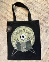 NWT: Disney Nightmare Before Christmas tote bag - black with skeleton screen printed design 14x16 Photo 0