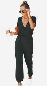 Cupshe Women's Short Sleeve Wrap Loose Long
Romper Jumpsuit Photo 0