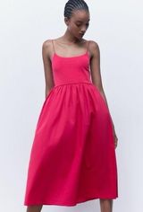 Pink spaghetti strap combination midi dress never worn Photo 0