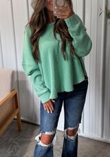 Emerald Waffle Pullover  Photo 0