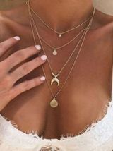 Boutique Gold Disc Charm Layered Necklace Photo 0