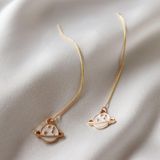 Boutique Dainty Gold Planet Threader Earrings  Photo 0
