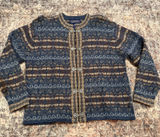 Vintage 90s Newton Trading Co 100% Wool Nordic Fair Isle Cardigan Sweater M Size M Photo 0