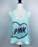 Victoria”s Secret Pink Sequined Tank Green Mint Top Size M Photo 0