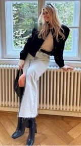 ZARA Skirt Womens Large Denim Midi Light Wash Slit🩵 Photo 0