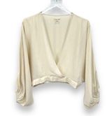 Anthropologie Silence + Noise cream surplice balloon sleeve cropped blouse Photo 0
