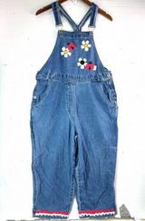 Vintage Beverly’s M Ladybug Embroidered Denim Overalls Gardening Country Cute Blue Size 10 Photo 0