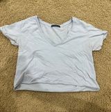 blue v neck short sleeve tee Photo 0