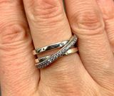 Crossover Pavé Triple Band Ring Sterling Silver Size 7.25 Photo 0