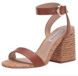 Steve Madden Women's Merritt Heeled Sandal Cognac Brown Leather Heels Size 8.5 Photo 0