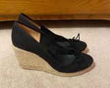 J.Crew  Black Espadrille Canvas Wedges 8 Photo 0
