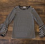 Boutique Striped Bell Sleeve Shirt Photo 0