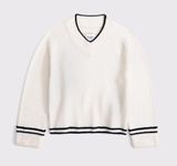 Abercrombie and Fitch easy v neck sweater in black and white Photo 0
