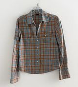 Theory Whittle  Pearl Snap Western Blouse Plaid Top Small Shirt Cowgirl Cotton Photo 0