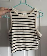 Black And White Ribbed Striped Tank Top Photo 0